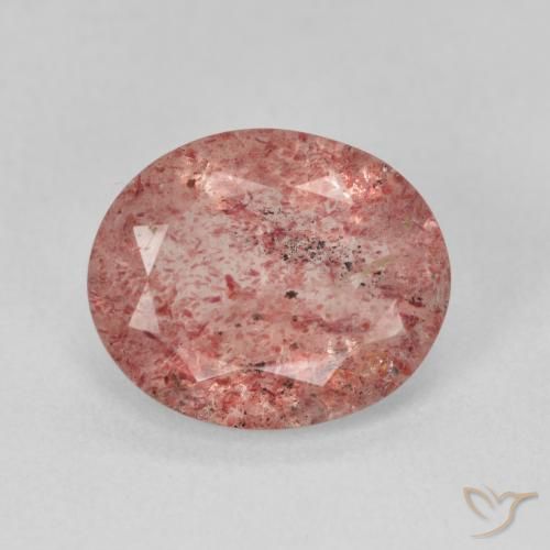 3.61ct Natürlicher Orangerosa Erdbeerquarz, Oval, Lichtdurchlässig