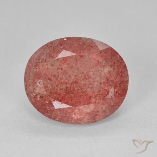 4.44ct Natürlicher Grapefruit-Rosa Erdbeerquarz, Oval, Lichtdurchlässig