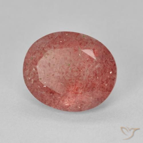 9,17 ctw natürlicher Grapefruit-Rosa Erdbeerquarz, Oval, Lichtdurchlässig