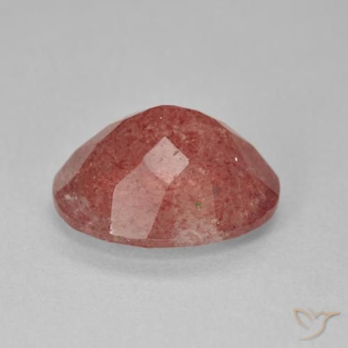 9,17 ctw natürlicher Grapefruit-Rosa Erdbeerquarz, Oval, Lichtdurchlässig