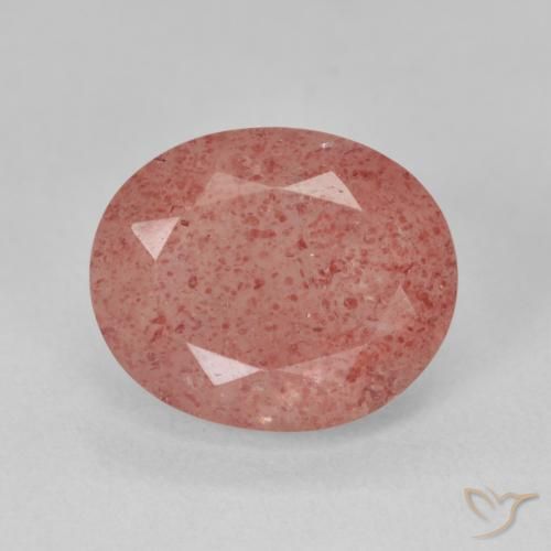 4.65ct Natürlicher Mittelrosa Erdbeerquarz, Oval, Lichtdurchlässig