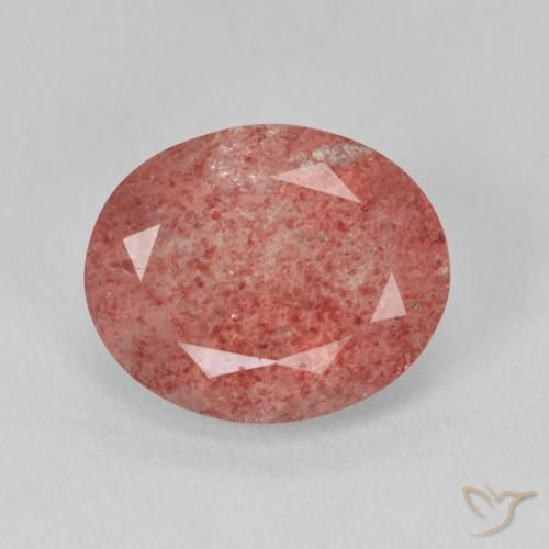 3.97ct Natürlicher rose-rosa Erdbeerquarz, Oval, Lichtdurchlässig