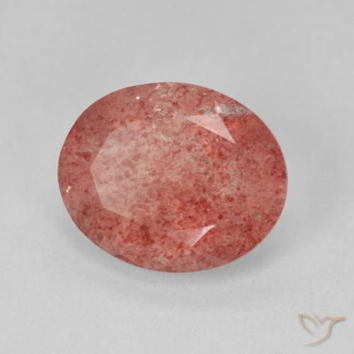 9,17 ctw natürlicher rose-rosa Erdbeerquarz, Oval, Lichtdurchlässig