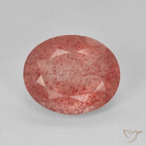 4.33ct Natürlicher Mittelrosa Erdbeerquarz, Oval, Lichtdurchlässig