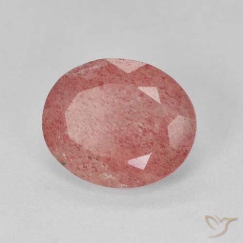 3.94ct Natürlicher Mittelrosa Erdbeerquarz, Oval, Lichtdurchlässig