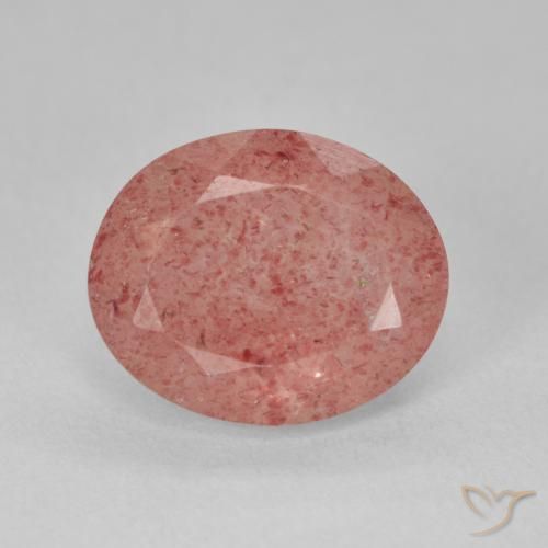 4.31ct Natürlicher Blasses rötliches Orange Erdbeerquarz, Oval, Lichtdurchlässig