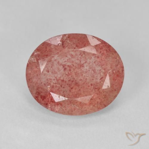 3.84ct Natürlicher Blasses rötliches Orange Erdbeerquarz, Oval, Lichtdurchlässig