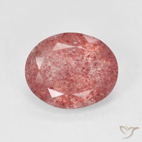 4.04ct Natürlicher Rötlich-Rosa-Ton Erdbeerquarz, Oval, Lichtdurchlässig