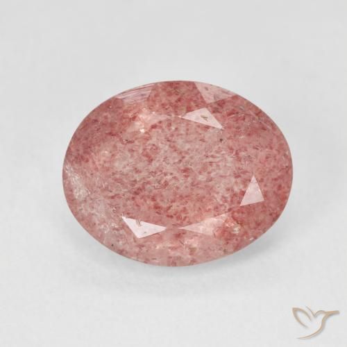 3.88ct Natürlicher Mittelrosa Erdbeerquarz, Oval, Lichtdurchlässig