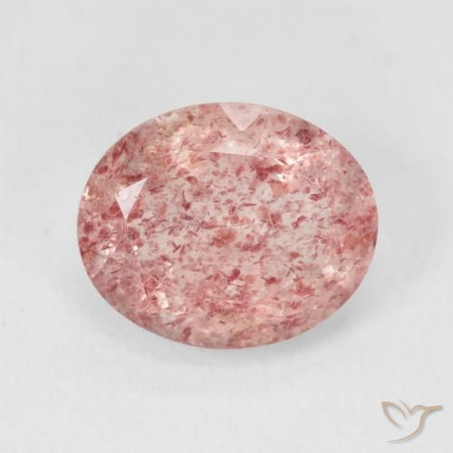 4.42ct Natürlicher Limonade Rosa Erdbeerquarz, Oval, Lichtdurchlässig