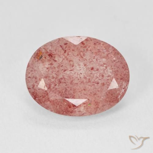 4.48ct Natürlicher Mittelrosa Erdbeerquarz, Oval, Lichtdurchlässig