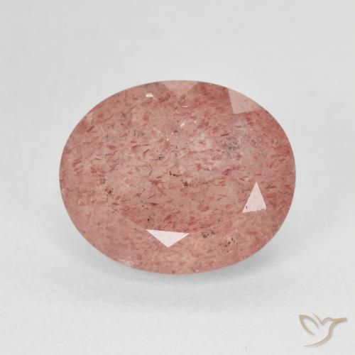 4.86ct Natürlicher Pfirsichrose Rosa Erdbeerquarz, Oval, Lichtdurchlässig