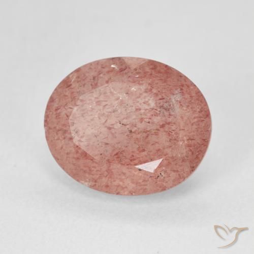9,17 ctw natürlicher Pfirsichrose Rosa Erdbeerquarz, Oval, Lichtdurchlässig
