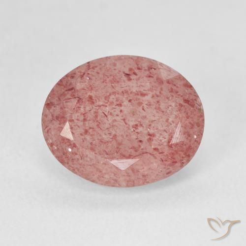 4.32ct Natürlicher Pfirsichrose Rosa Erdbeerquarz, Oval, Lichtdurchlässig