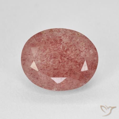 5.01ct Natürlicher Pfirsichrose Rosa Erdbeerquarz, Oval, Lichtdurchlässig