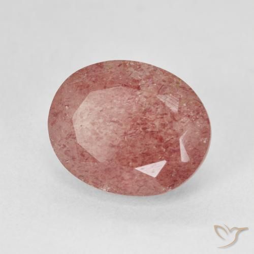 9,17 ctw natürlicher Pfirsichrose Rosa Erdbeerquarz, Oval, Lichtdurchlässig