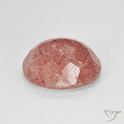9,17 ctw natürlicher Pfirsichrose Rosa Erdbeerquarz, Oval, Lichtdurchlässig