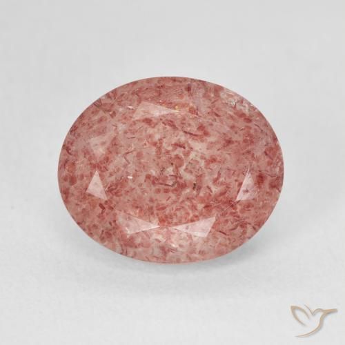 4.52ct Natürlicher Pfirsichrose Rosa Erdbeerquarz, Oval, Lichtdurchlässig