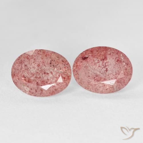 5.15 ct natürliche Medium Light-Pink Erdbeerquarz-Edelsteine, Oval, Transparent