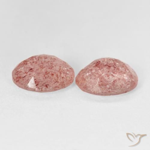 4.76 ct natürliche hellrose-rosa Erdbeerquarz-Edelsteine, Oval, Transparent