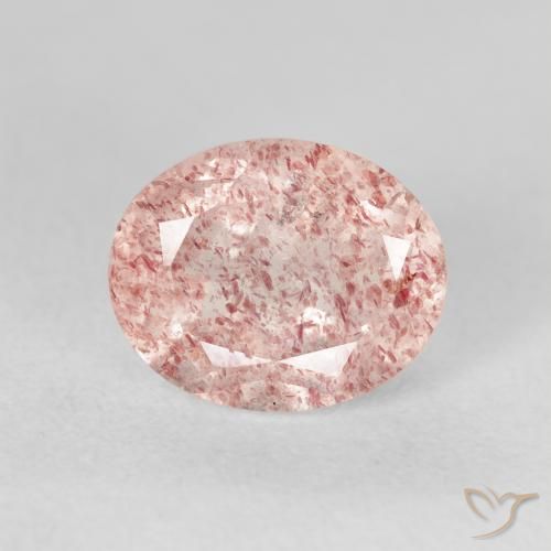 3.06ct Natürlicher hellrosa Erdbeerquarz, Oval, Transparent