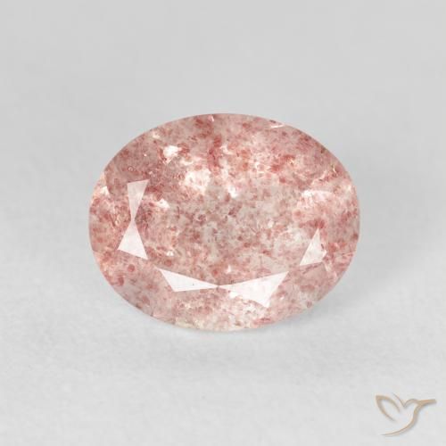 2.53ct Natürlicher hellrosa Erdbeerquarz, Oval, Transparent, Photo A