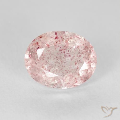 2.58ct Natürlicher hellrosa Erdbeerquarz, Oval, Transparent