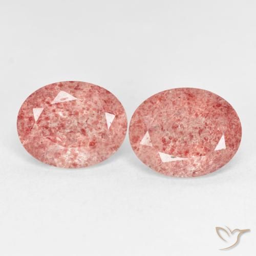 5.23ctw Natürlicher orange-rosa Erdbeerquarz, Oval, Transparent