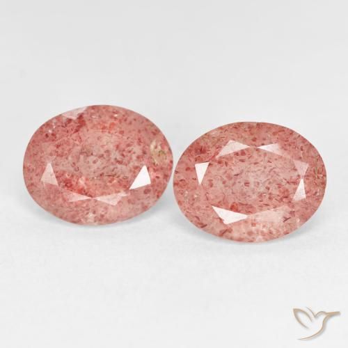4.91ctw Natürlicher orange-rosa Erdbeerquarz, Oval, Transparent