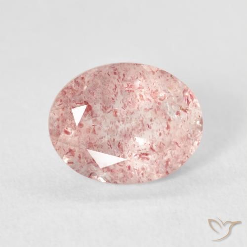 2.74ct Natürlicher hellrosa Erdbeerquarz, Oval, Transparent