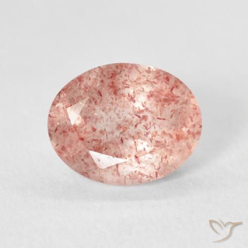 2.61ct Natürlicher orange-rosa Erdbeerquarz, Oval, Transparent