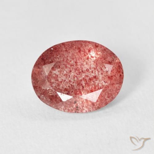 2.20ct Natürlicher rötlich-rosa Erdbeerquarz, Oval, Transparent