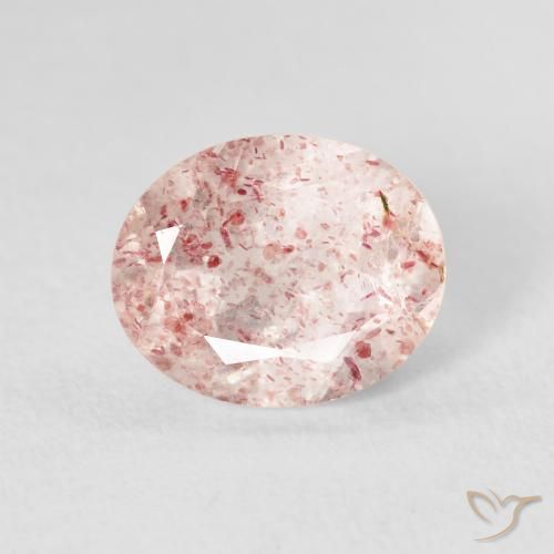2.65ct Natürlicher hellrosa Erdbeerquarz, Oval, Transparent