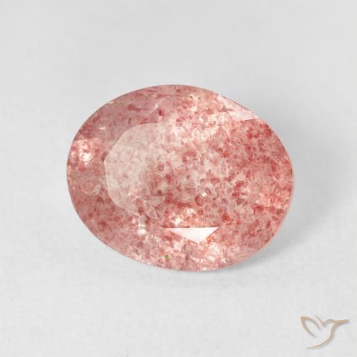 9,17 ctw natürlicher hellrose-rosa Erdbeerquarz, Oval, Transparent