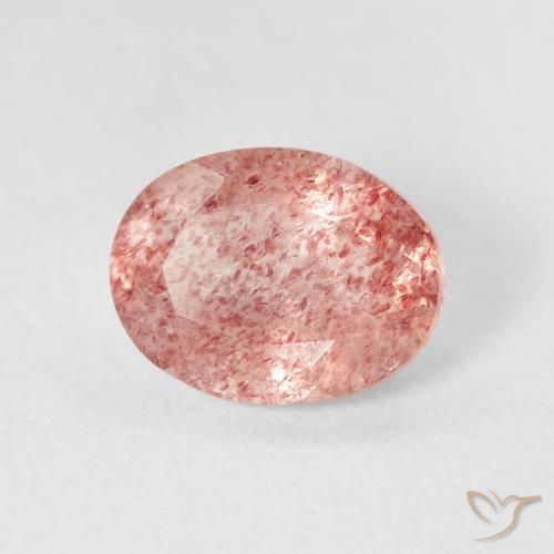 9,17 ctw natürlicher Medium Light-Pink Erdbeerquarz, Oval, Transparent