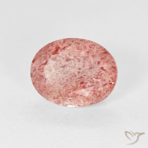 9,17 ctw natürlicher rose-rosa Erdbeerquarz, Oval, Transparent