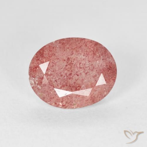 2.39ct Natürlicher Mittelrosa Erdbeerquarz, Oval, Transparent