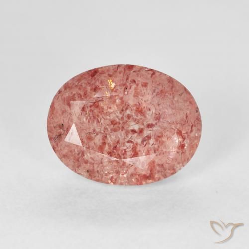 2.98ct Natürlicher rose-rosa Erdbeerquarz, Oval, Transparent