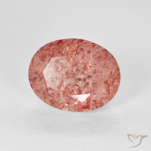 9,17 ctw natürlicher rose-rosa Erdbeerquarz, Oval, Transparent