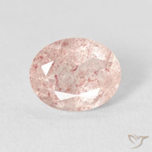2.59ct Natürlicher Sehr helles Rosa Erdbeerquarz, Oval, Transparent
