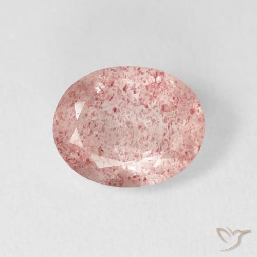 2.69ct Natürlicher hellrosa Erdbeerquarz, Oval, Transparent