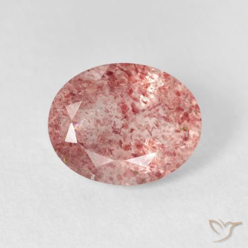 2.46ct Natürlicher Leuchtend rosa Erdbeerquarz, Oval, Transparent