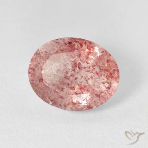 9,17 ctw natürlicher Leuchtend rosa Erdbeerquarz, Oval, Transparent