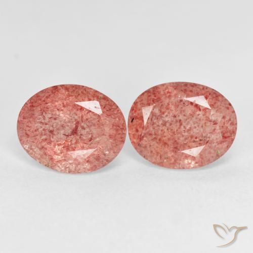 5.31 ct natürliche Mittelrosa Erdbeerquarz-Edelsteine, Oval, Transparent