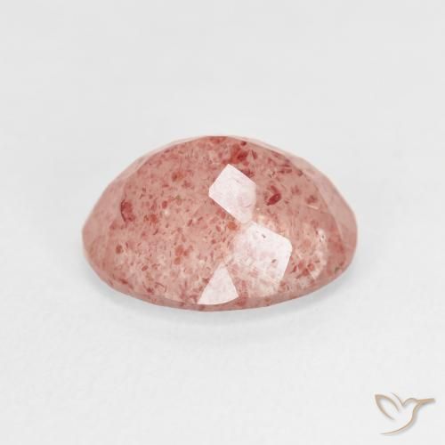 9,17 ctw natürlicher rose-rosa Erdbeerquarz, Oval, Transparent