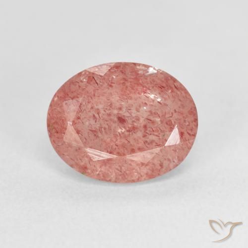 2.80ct Natürlicher Mittelrosa Erdbeerquarz, Oval, Transparent