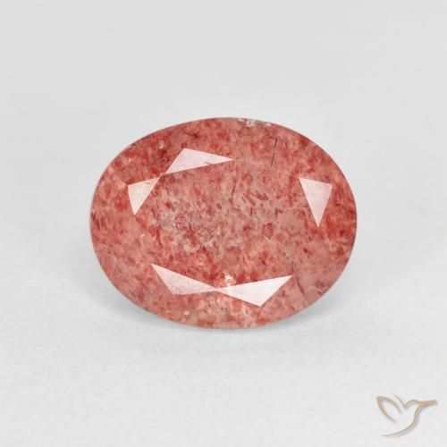 2.76ct Natürlicher Mittelrosa Erdbeerquarz, Oval, Transparent