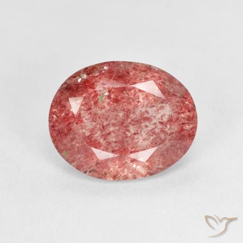 3.09ct Natürlicher Mittelrosa Erdbeerquarz, Oval, Transparent