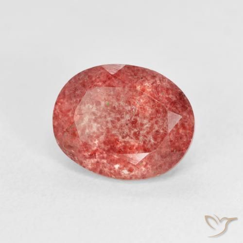 9,17 ctw natürlicher Himbeerrosa Erdbeerquarz, Oval, Transparent