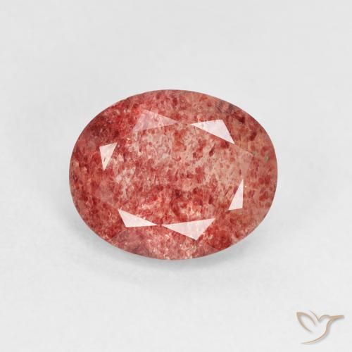 2.44ct Natürlicher rötlich-rosa Erdbeerquarz, Oval, Transparent